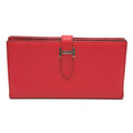 HERMES H hardware, Bearn soufflet bifold long wallet, Epson, women's, Rouge Tomato, red