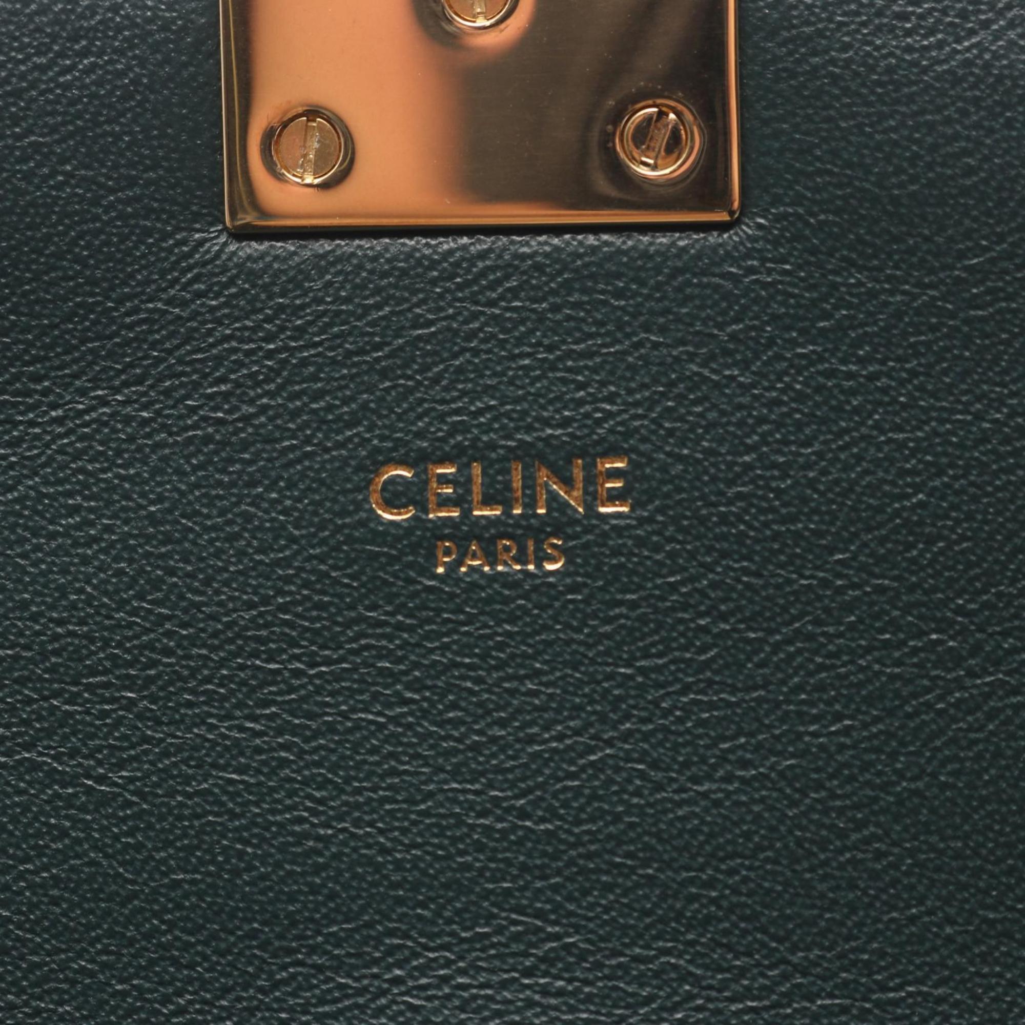 Celine C Cé Medium Shoulder Bag, Leather, Women's, Green