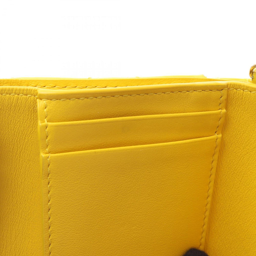 Christian Dior Dior Lady Lotus Wallet, Tri-fold Patent Leather, Women's, Yellow, S0181OVRB