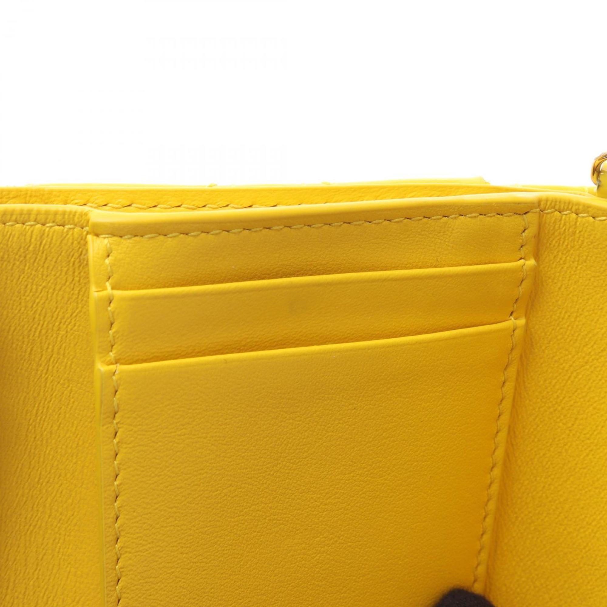 Christian Dior Dior Lady Lotus Wallet, Tri-fold Patent Leather, Women's, Yellow, S0181OVRB