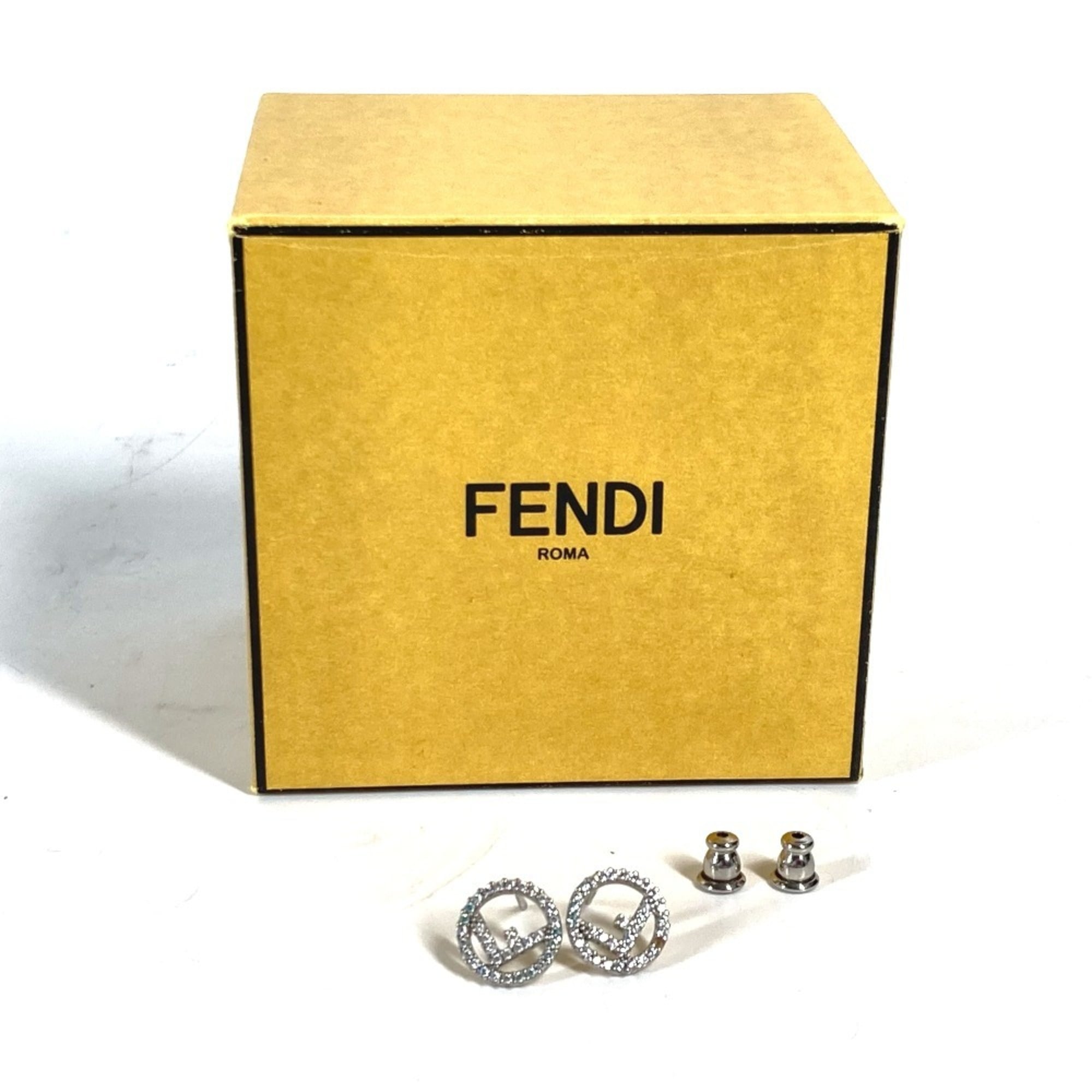 FENDI Rhinestone F's Earrings Metal Women's Silver x Blue Similar E-240710-23 — Like New