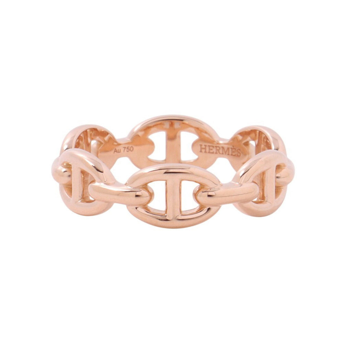 Hermes Chaine d'Ancre Enchainee PM Ring, 18KPG Pink Gold, Ring Size 54. HERMES Enchainee, Enchainee — Like New