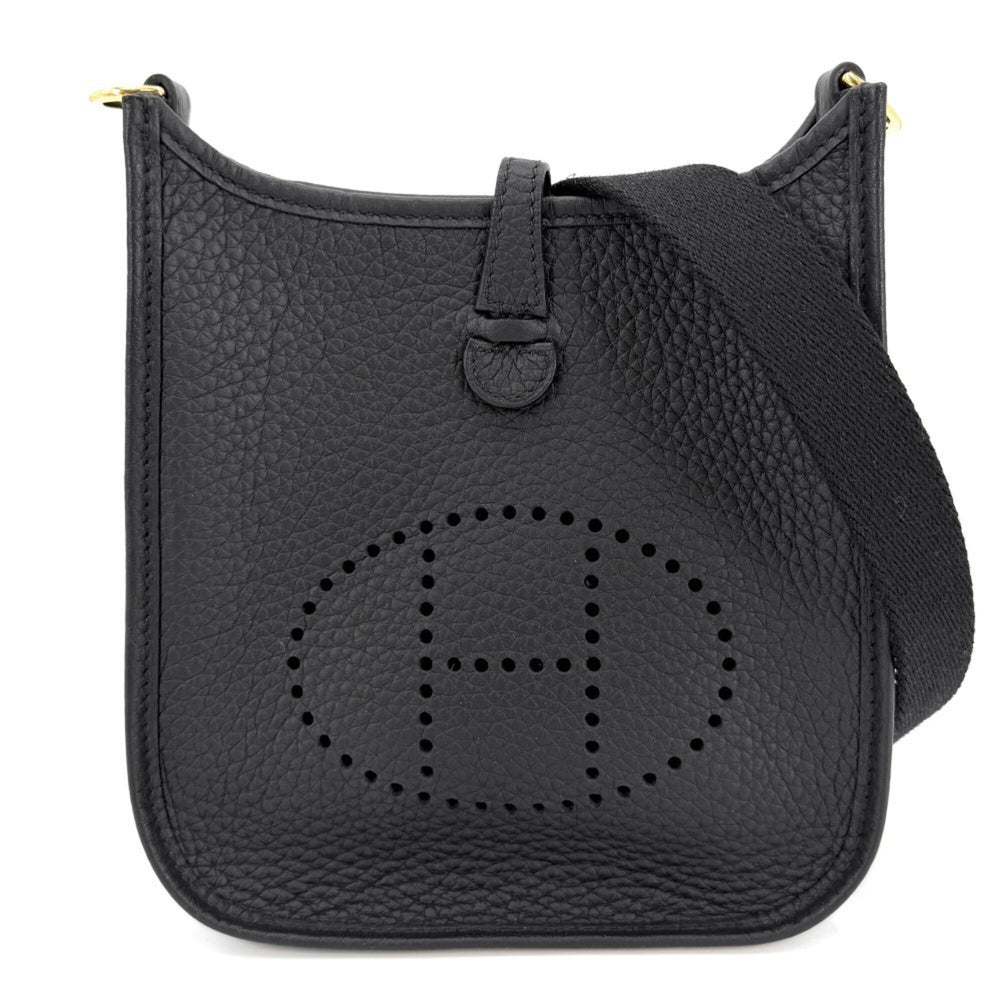 Hermes Evelyne TPM Shoulder Bag for Women, Small, Black Leather, Gold Hardware, 2024 Model, with W Stamp, Crossbody Bag — Like New