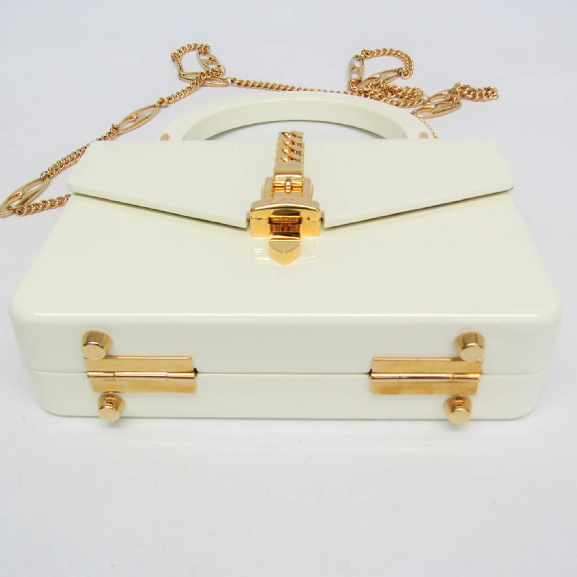 Gucci Sylvie 1969 Acrylic Mini 589482 Women's Acrylic Handbag,Shoulder Bag White — Like New