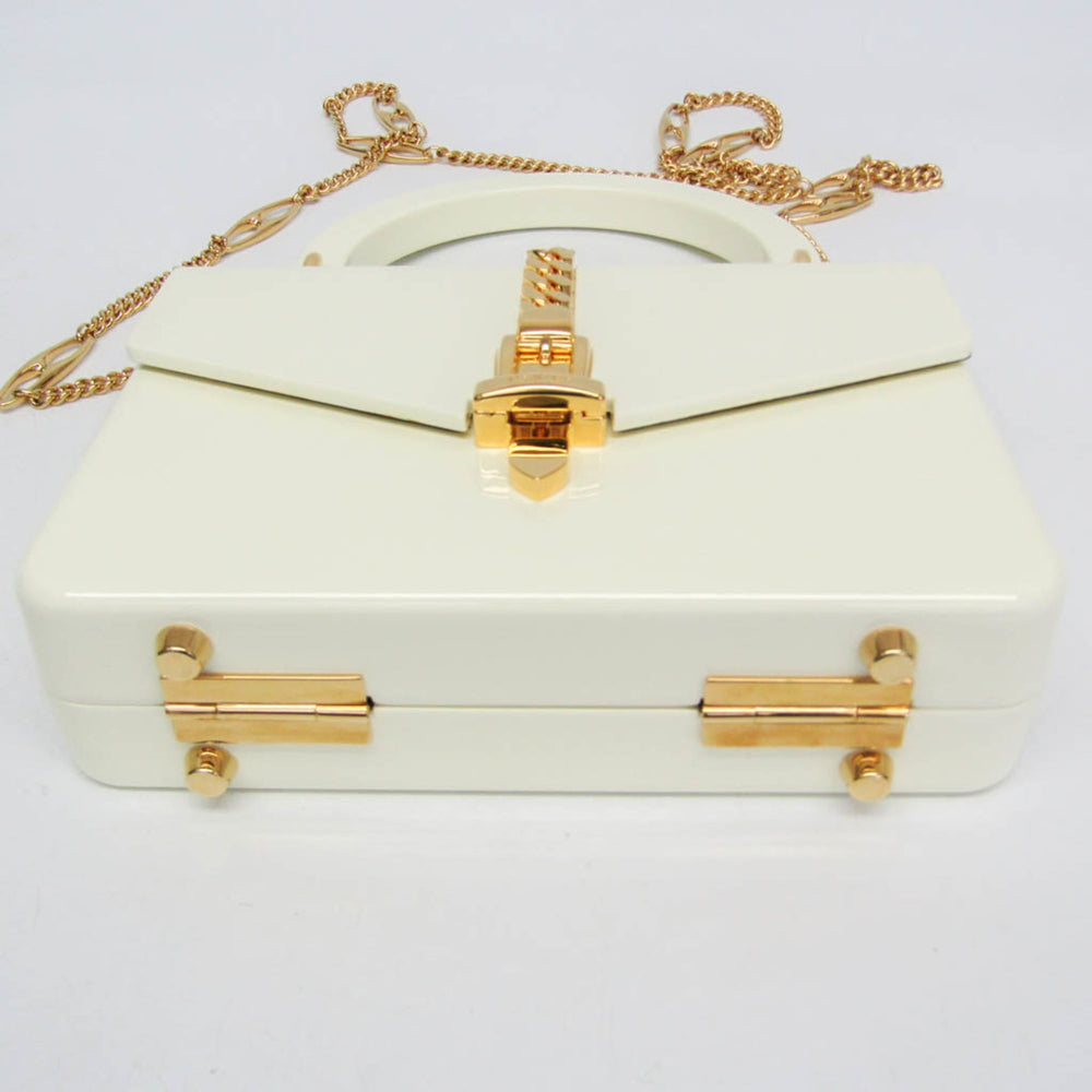 Gucci Sylvie 1969 Acrylic Mini 589482 Women's Acrylic Handbag,Shoulder Bag White — Like New