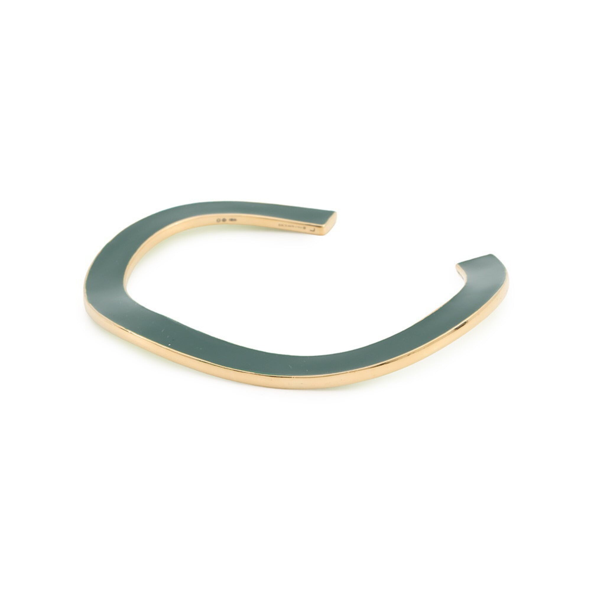 Bottega Veneta Curved Cuff Bracelet, Ag925 Enamel, Size L, 741013 — Like New