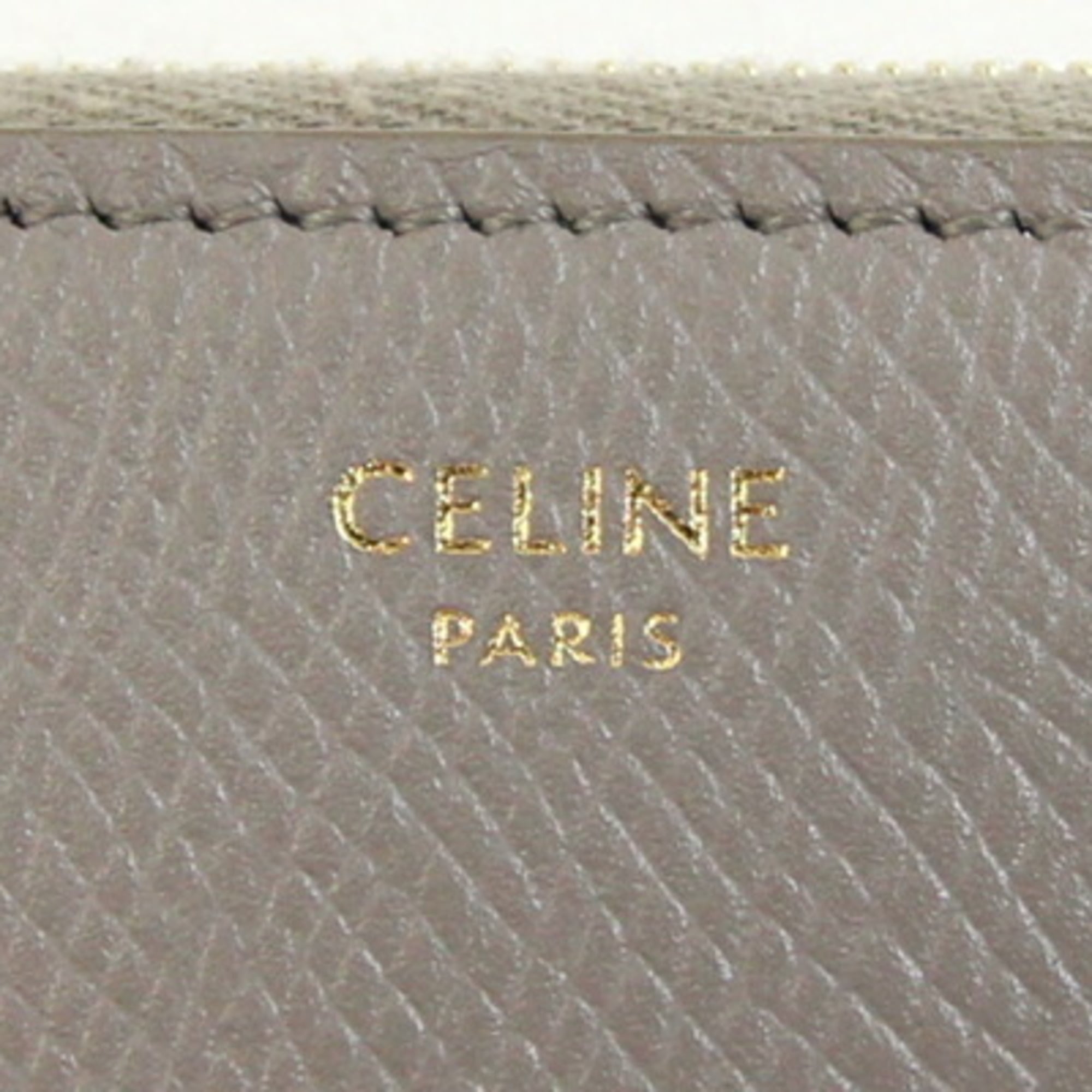 Celine Large Zip Wallet 10B553BEL.10BL Greige Leather Round Zipper Women's CELINE