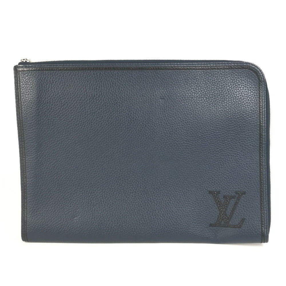 LOUIS VUITTON M68235 LV Logo Pochette Jour GM Pouch Bag with L-shaped Zipper, Second Bag, Clutch Taurillon Leather, Navy Blue for Men and Women — Like New