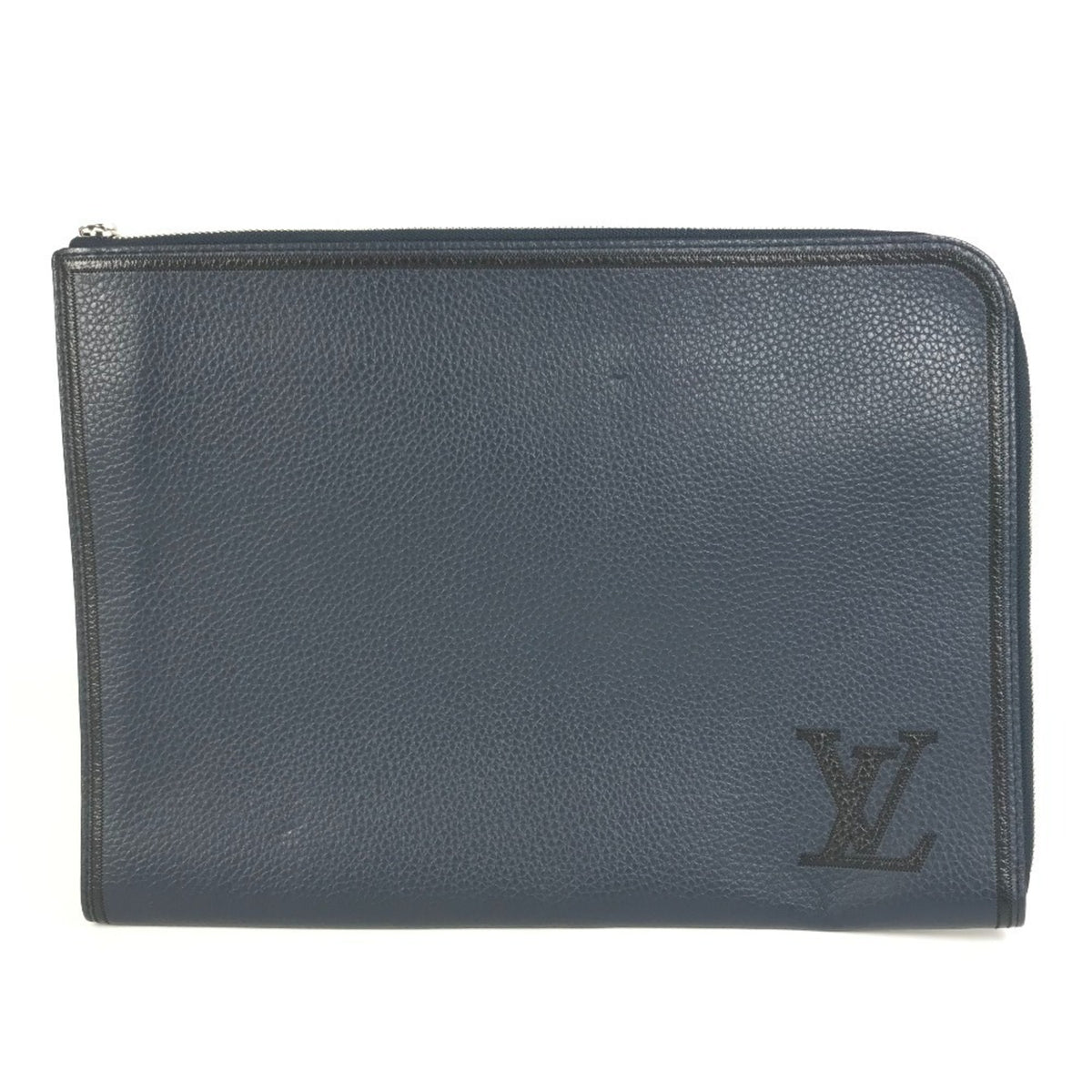 LOUIS VUITTON M68235 LV Logo Pochette Jour GM Pouch Bag with L-shaped Zipper, Second Bag, Clutch Taurillon Leather, Navy Blue for Men and Women — Like New