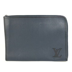 LOUIS VUITTON M68235 LV Logo Pochette Jour GM Pouch Bag with L-shaped Zipper, Second Bag, Clutch Taurillon Leather, Navy Blue for Men and Women — Like New