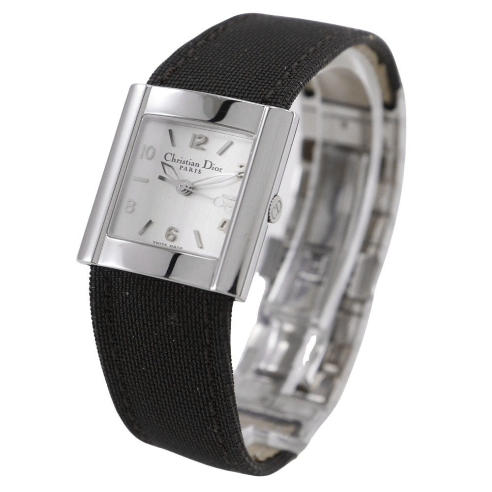 Christian Dior Riva Watch D80-100, Stainless Steel and Canvas, Quartz Movement, Analog Display, Silver Dial, Women's — Good