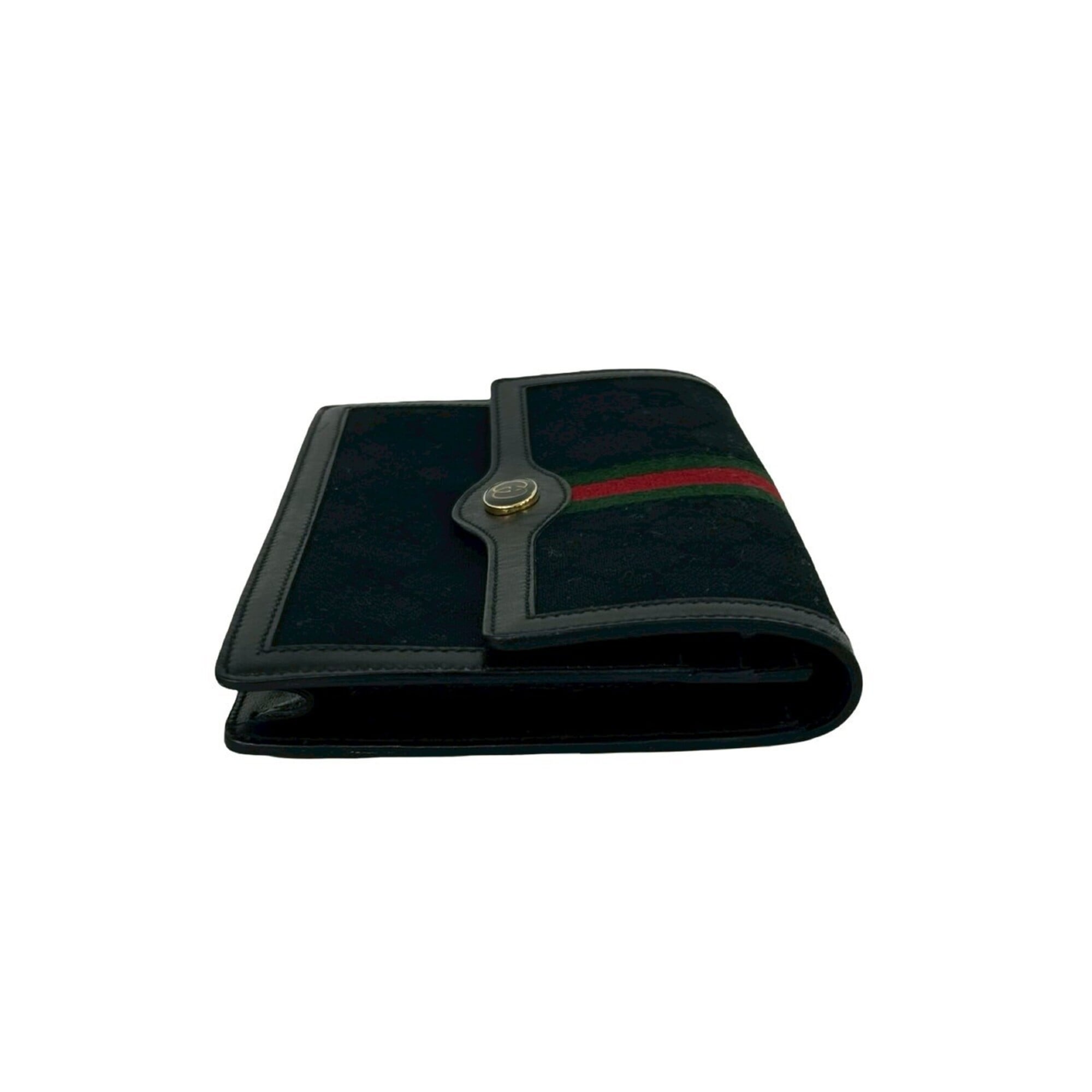 GUCCI Vintage GG Logo Hardware Sherry Line Canvas Leather Pouch Black 79409 — Like New