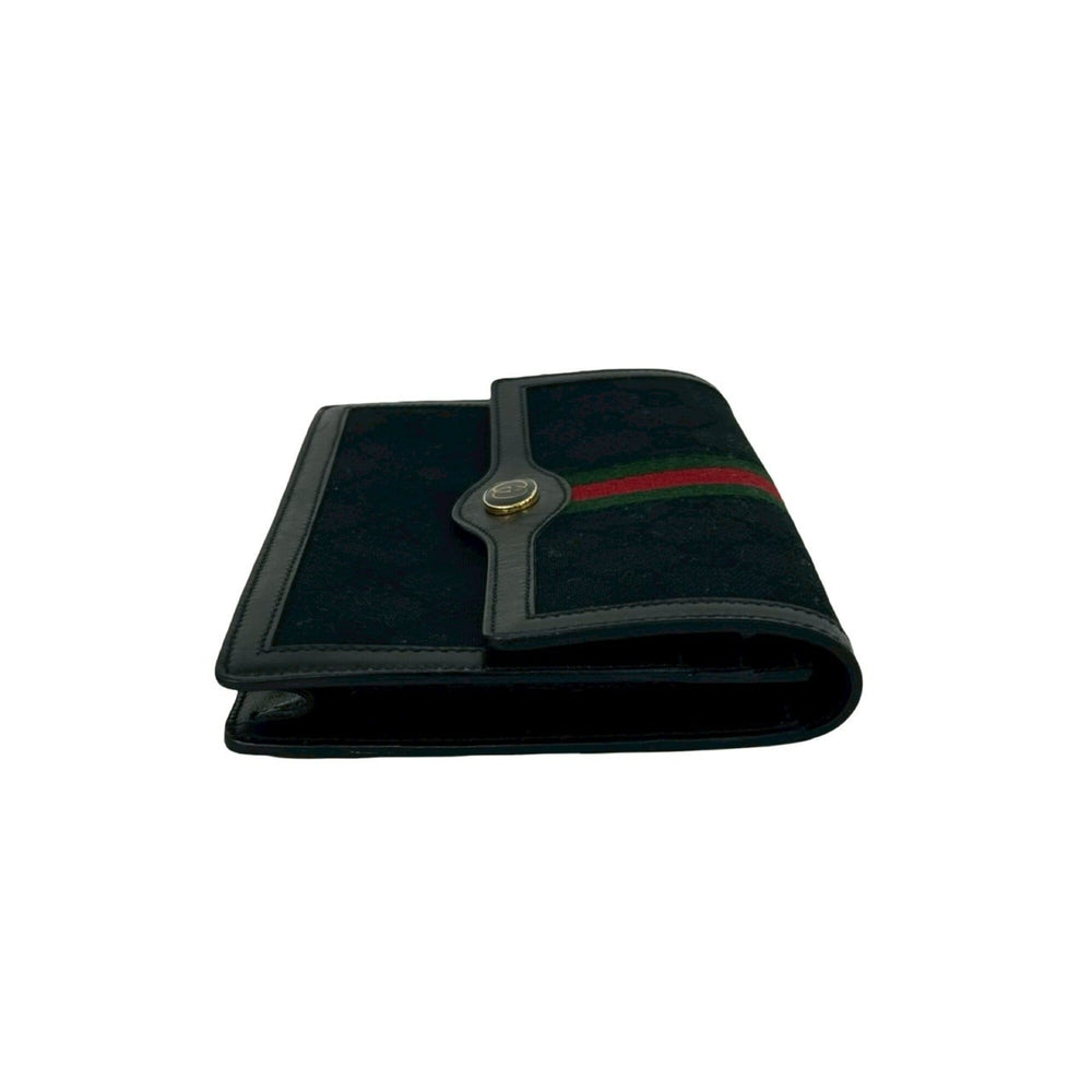 GUCCI Vintage GG Logo Hardware Sherry Line Canvas Leather Pouch Black 79409 — Like New