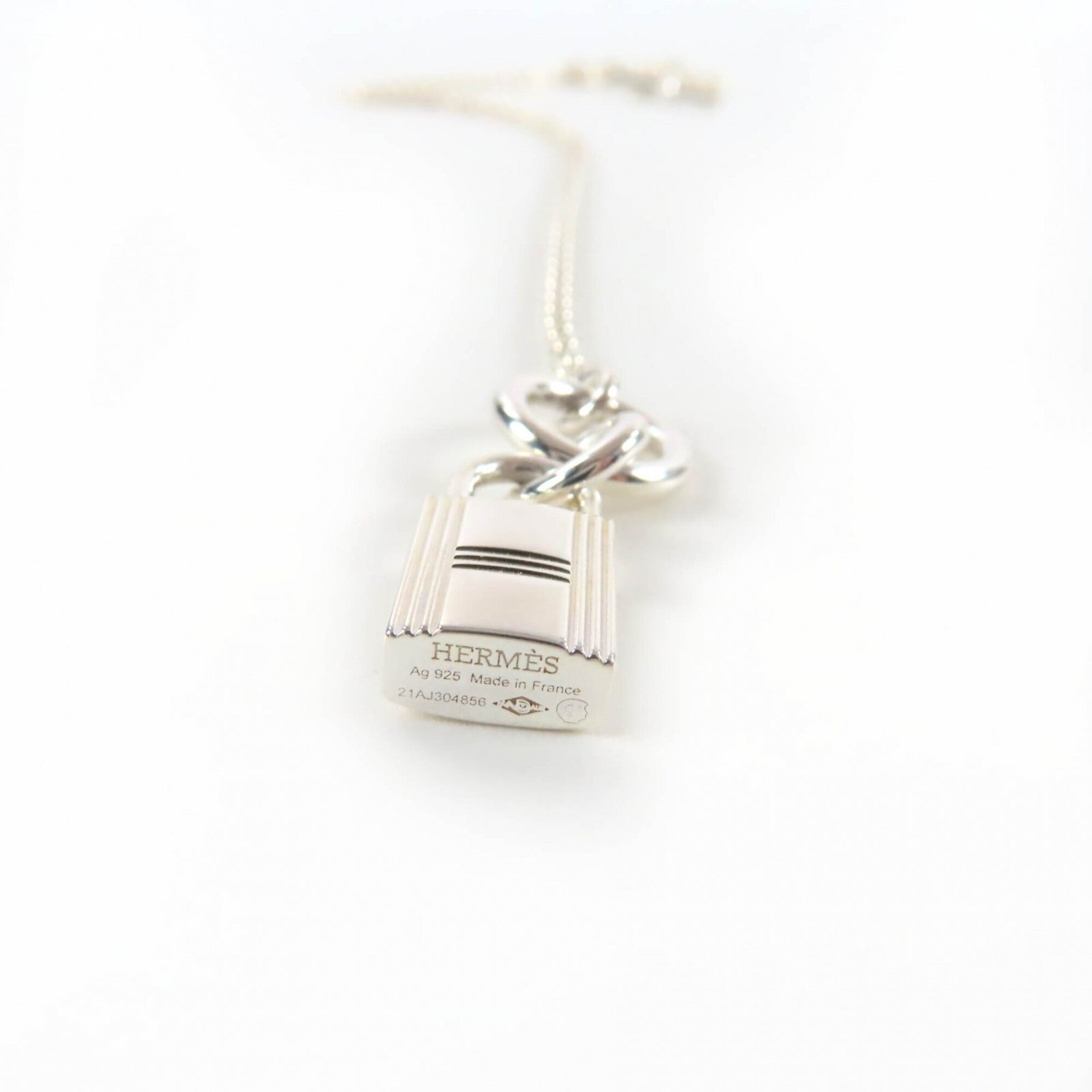 HERMES (Hermes) 2021 model AG925 Amulet Cadena Necklace Pendant Silver Made in France Weight 11.4g Women's — Like New