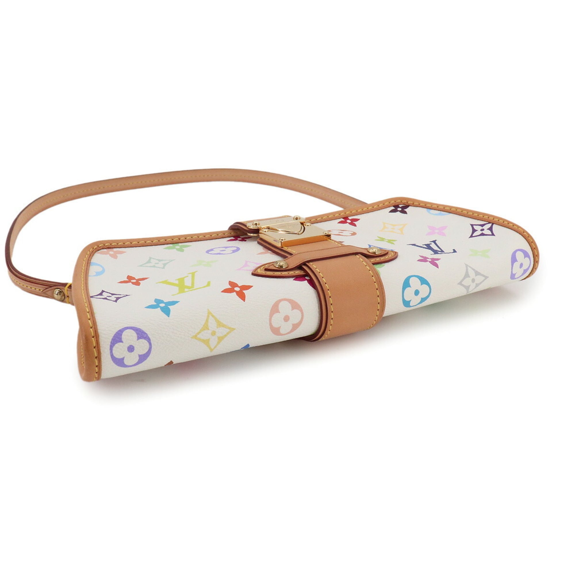 Louis Vuitton Monogram Multicolor Shirley 2-way Shoulder Clutch Handbag Blanc M40049 — Like New