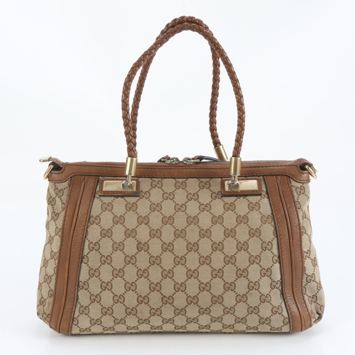 Gucci GG Canvas Bella Bamboo Ribbon Tassel Leather Tote Bag (282300) Women's