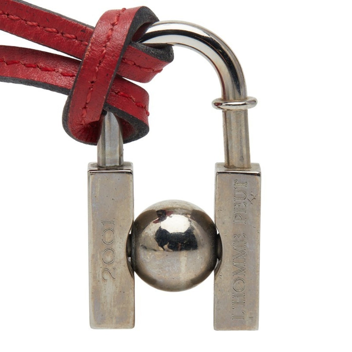 Hermès Cadena H "In Search of the Unknown Beauty Earth" 2001 Necklace Silver Red Metal Leather Women's HERMES