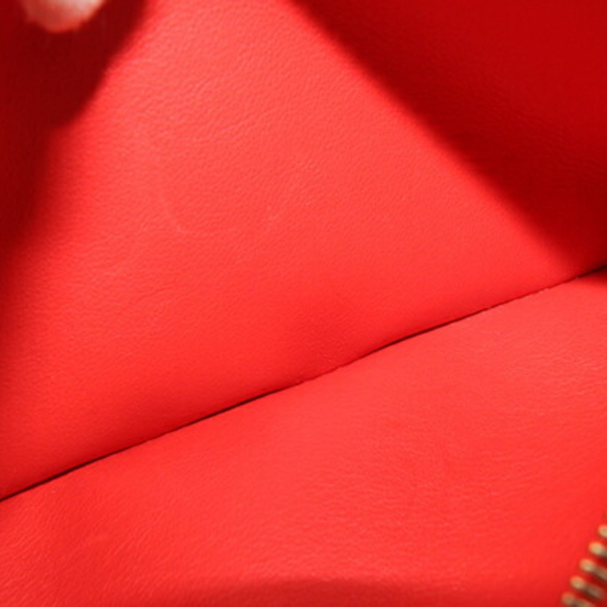 Celine Round Long Wallet 10B553BEL Beige Red Leather Zip Two-Tone Women's CELINE