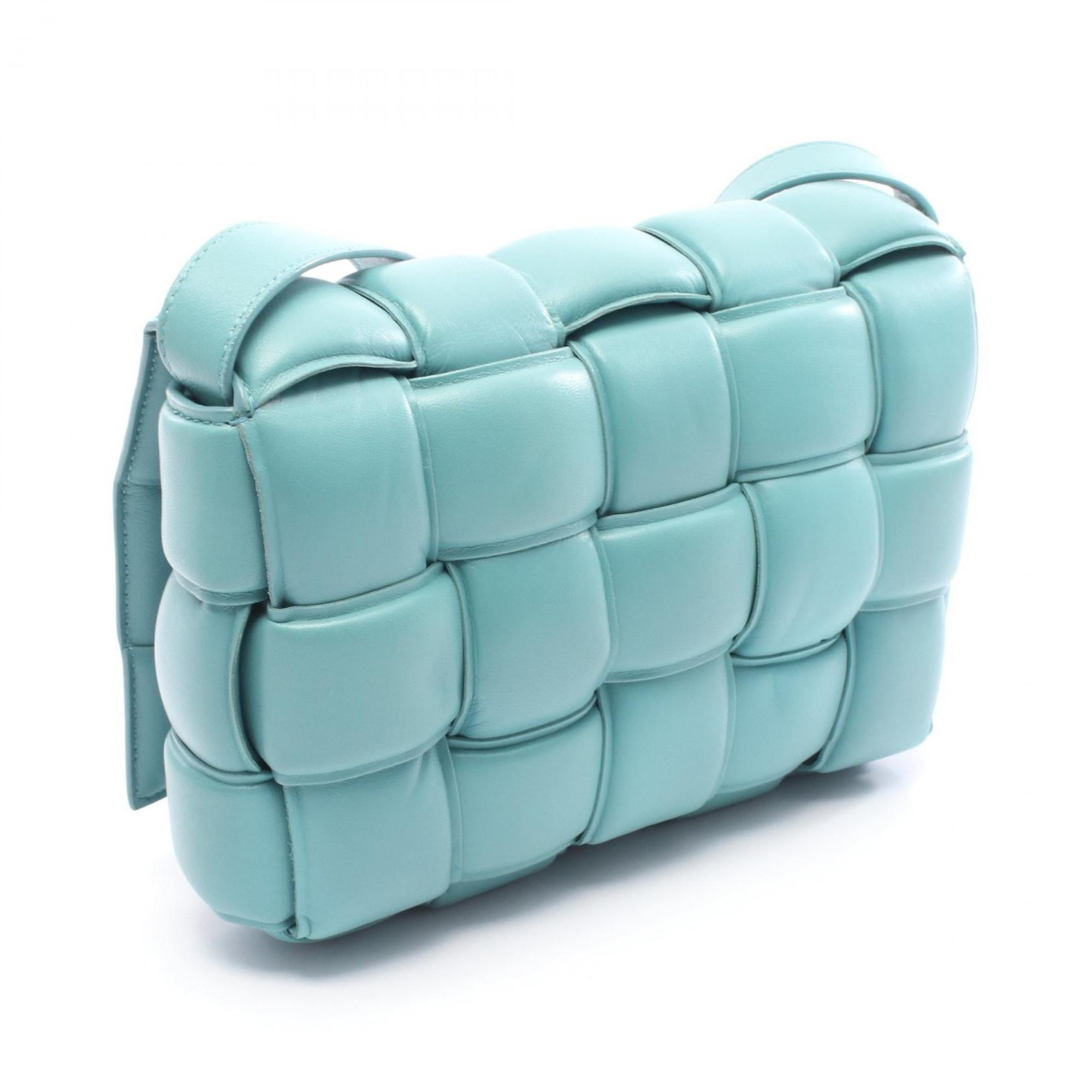 Bottega Veneta Padded Cassette Intrecciato Shoulder Bag in Blue Leather for Women