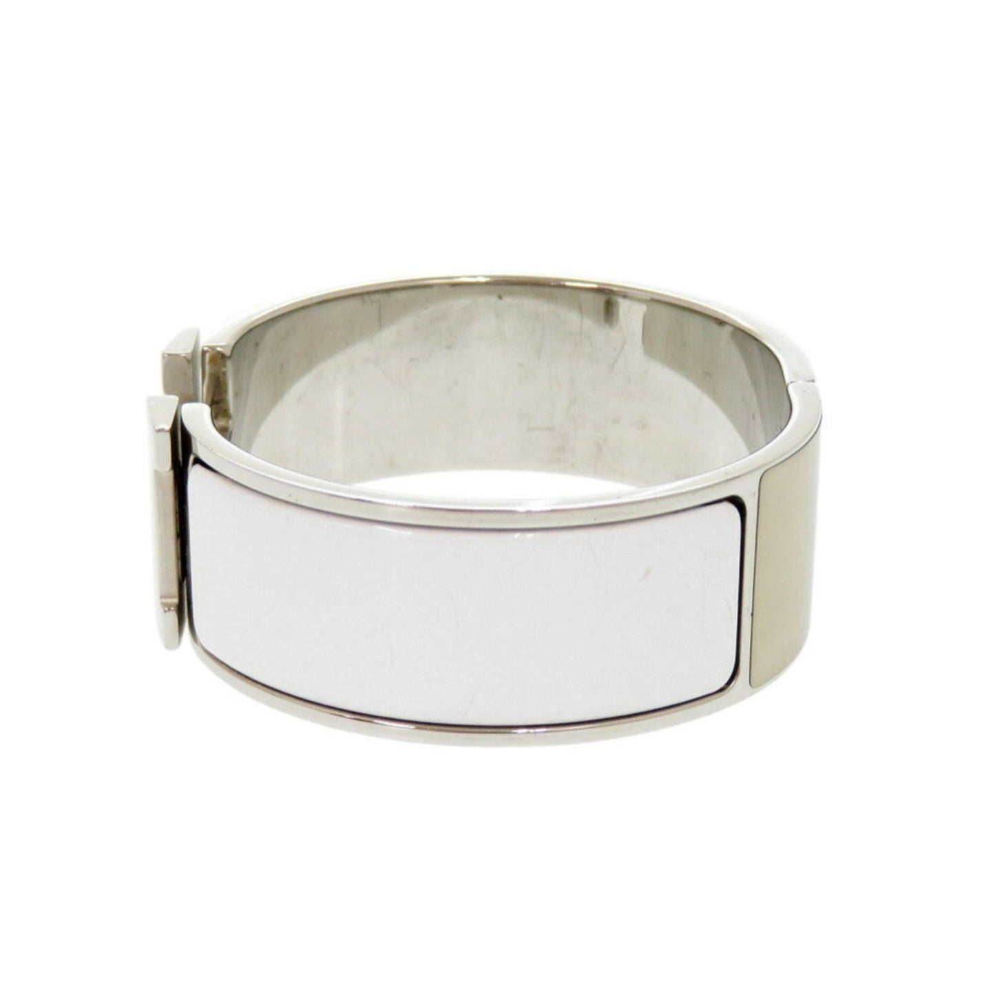 Hermes H motif Click Clack GM metal white silver P stamp (made in 2012) bracelet bangle 1053HERMES