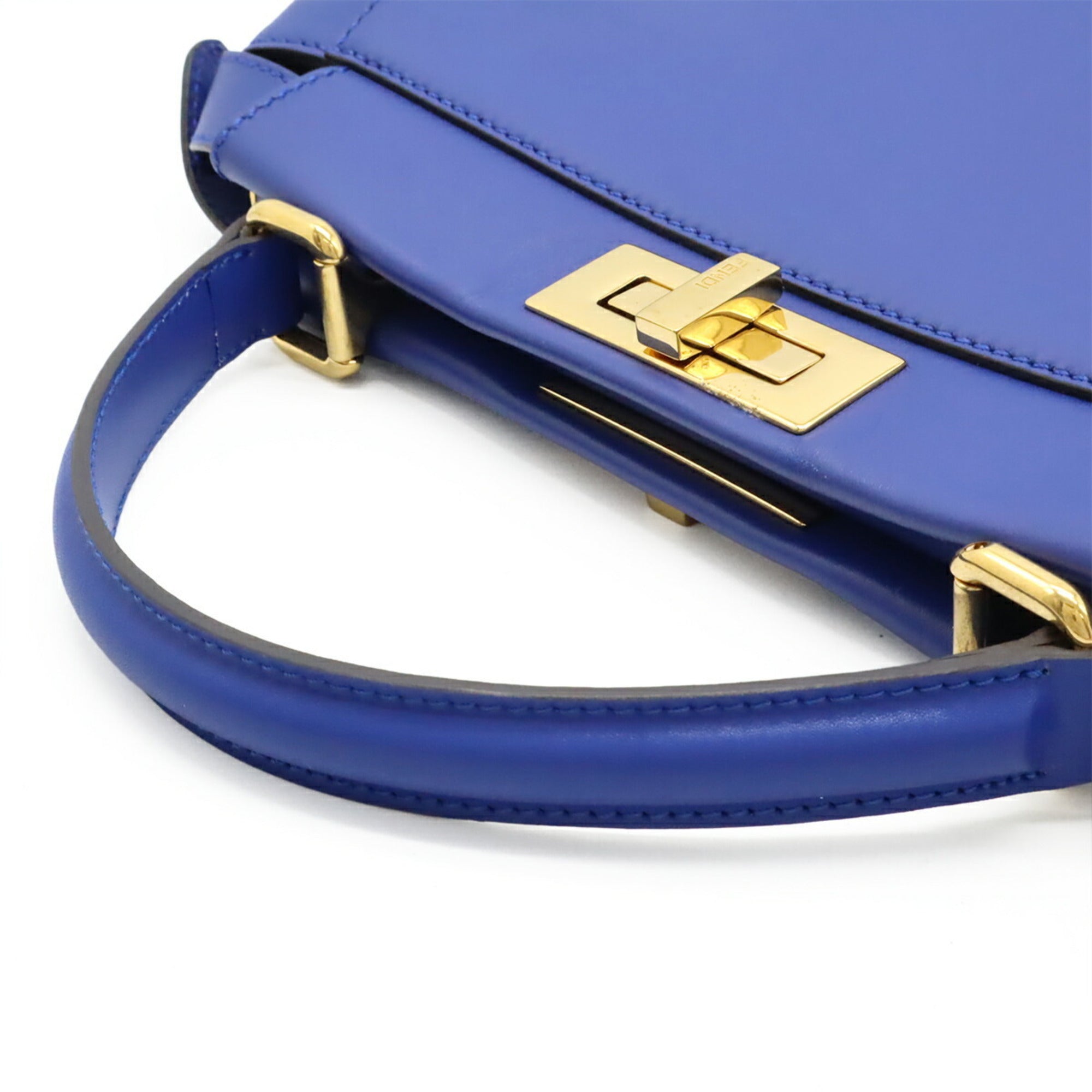 FENDI Peekaboo Regular Handbag/Tote/Shoulder Bag in Blue Leather (8BN226)