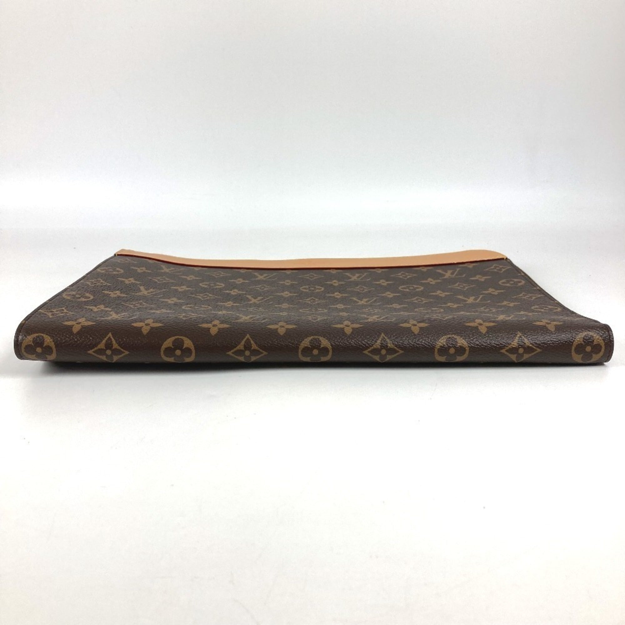 LOUIS VUITTON M82540 Monogram Pochette Jour, a clutch bag with an L-shaped zipper and canvas, suitable for men women, in brown, like new — Like New