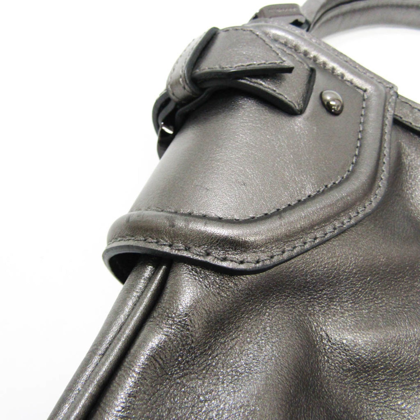 Burberry Women's Leather Shoulder Bag Metallic Gray