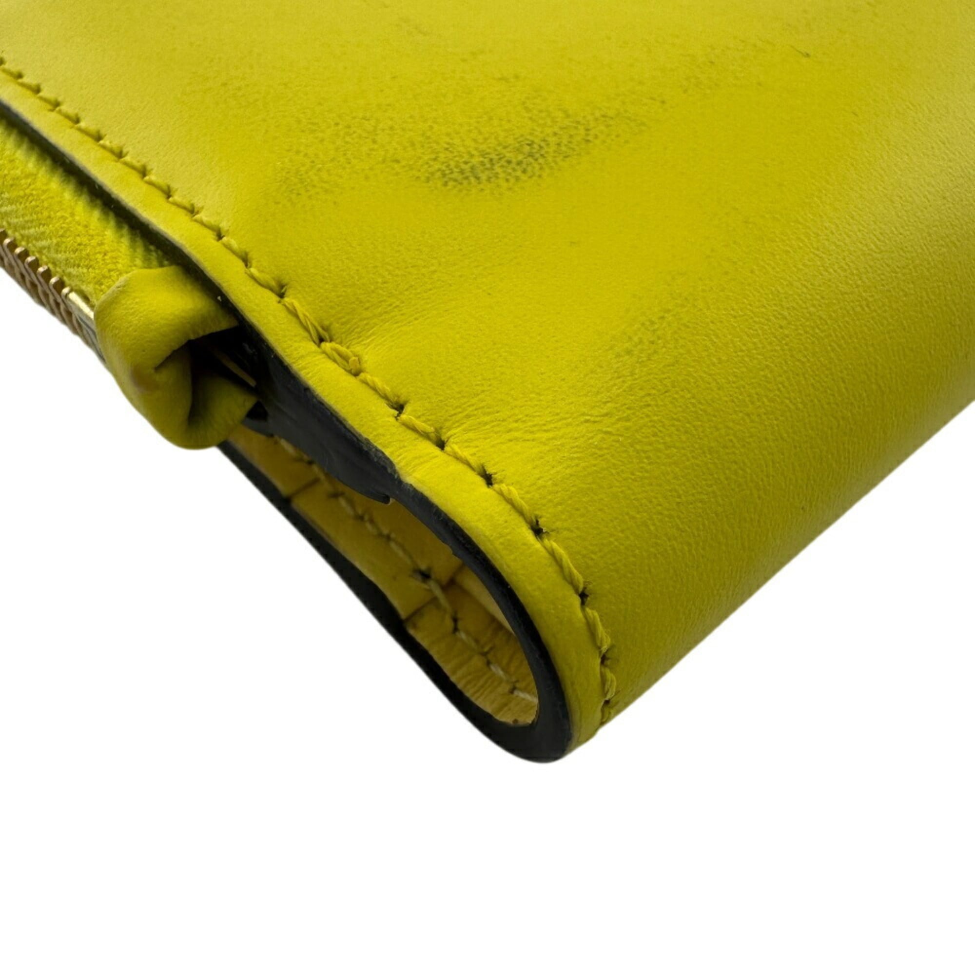 FENDI 8M0490 FF Diamond Bifold Wallet Yellow Women's