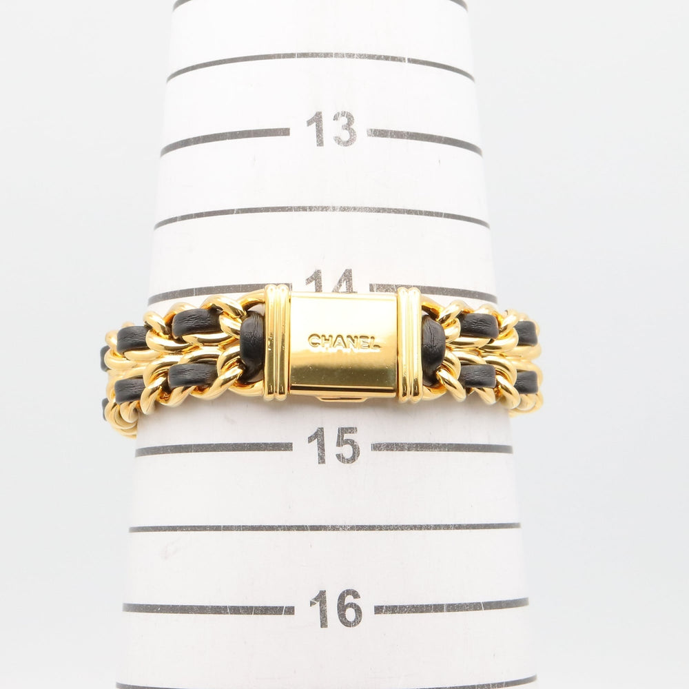 Chanel CHANEL Première S Watch, Gold Plated (GP), Leather Strap, Women's, Black, H0001 — Very Good