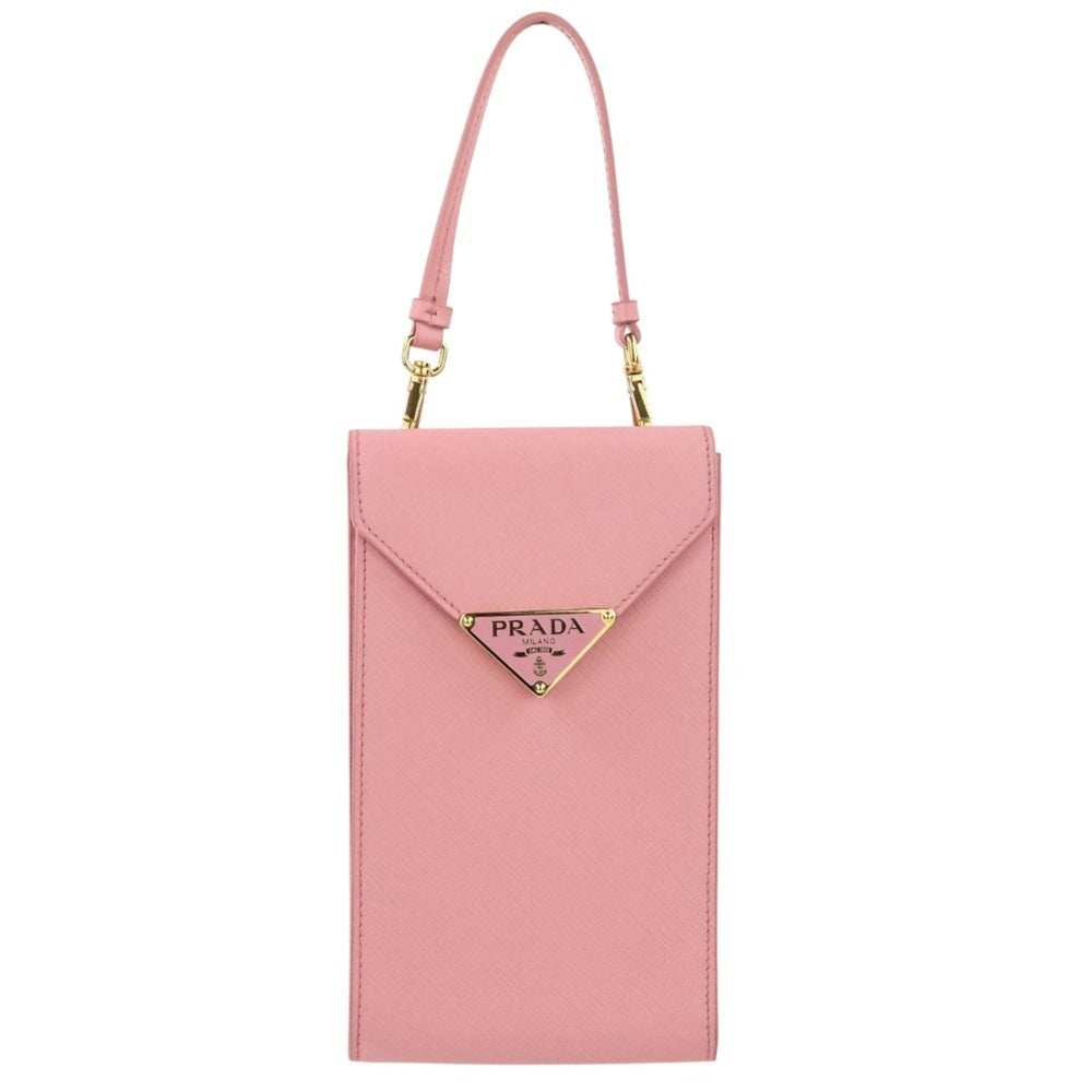 PRADA Saffiano Leather Chain Shoulder Bag/Pochette 1BP050 Pink Women's — Like New