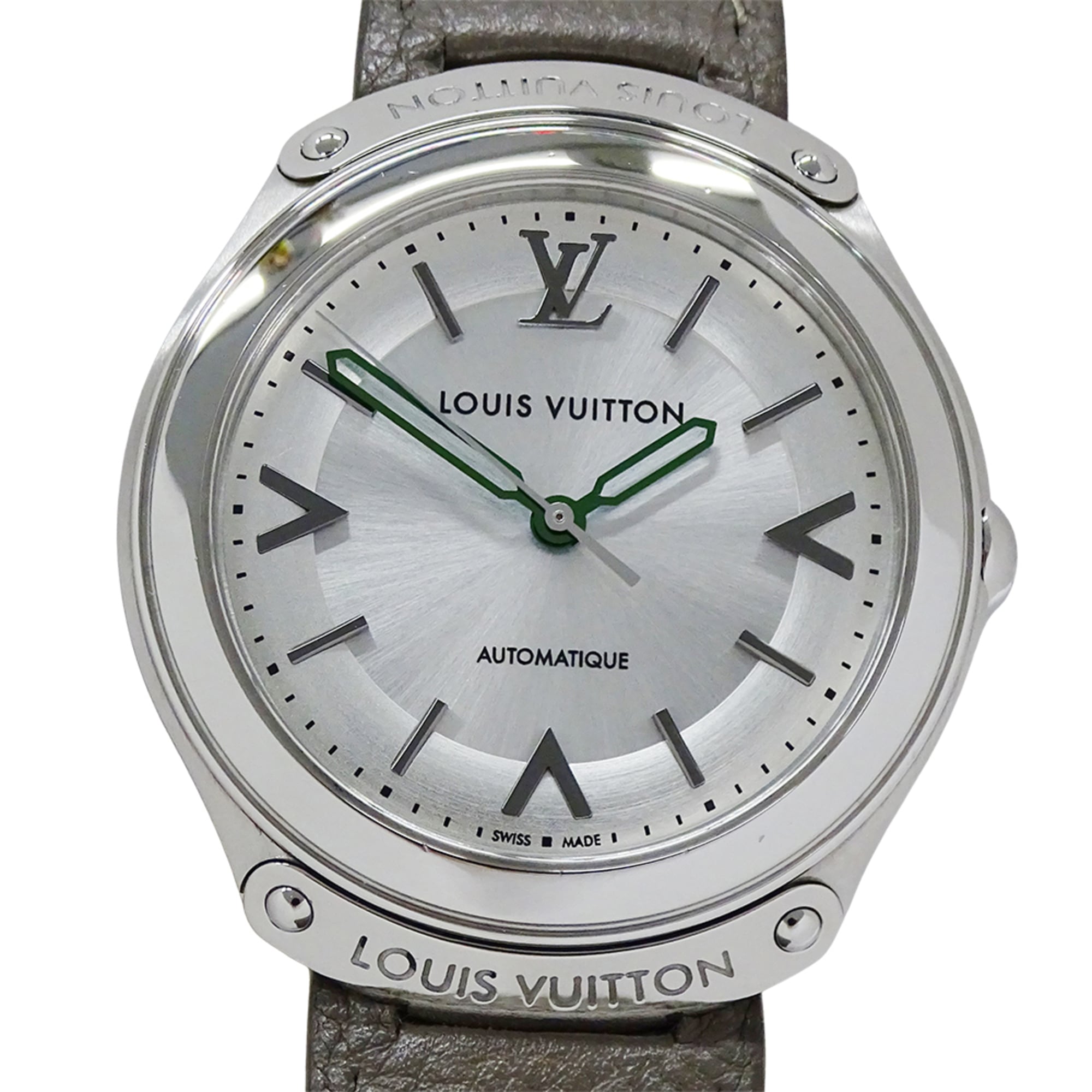 Louis Vuitton LOUIS VUITTON Men's Watch Brand Fifty Five Automatic AT Stainless Steel SS Leather Q6G20 Round Polished — Good