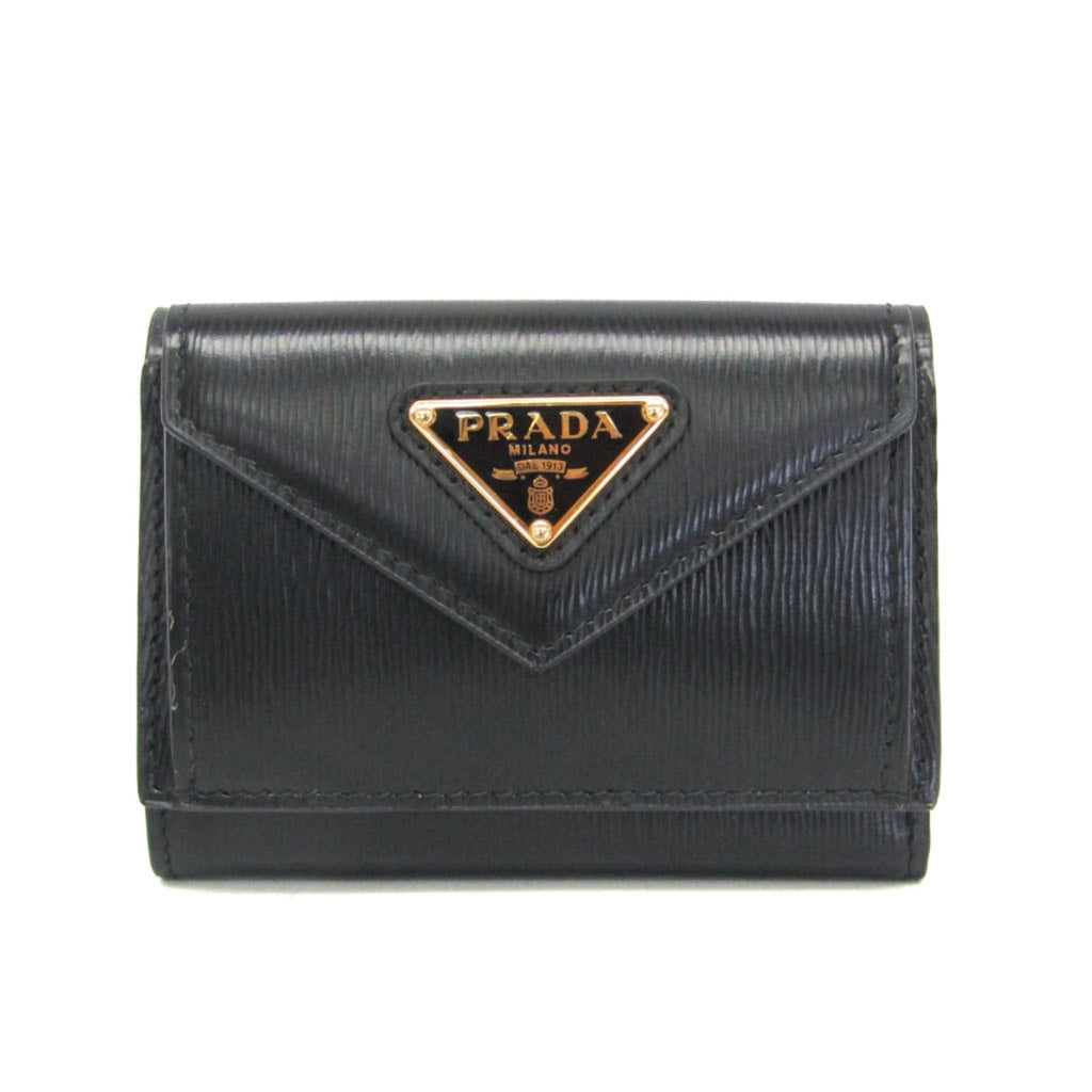 Prada VITELLO MOVE 1MH021 Women's Leather Wallet (tri-fold) Black