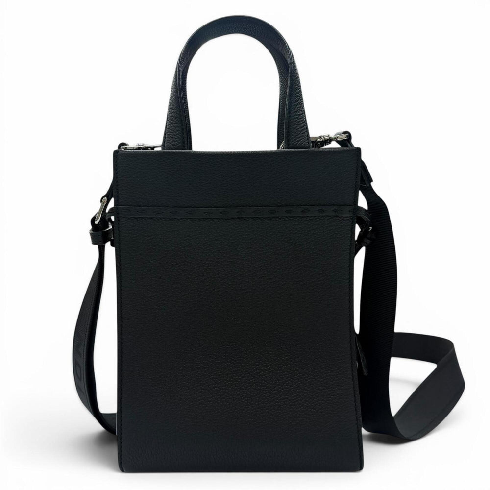 FENDI 7VA584 Leather Go-to Shopper Small 2-Way Handbag/Shoulder Bag, Black, Made in Italy, Women's — Like New