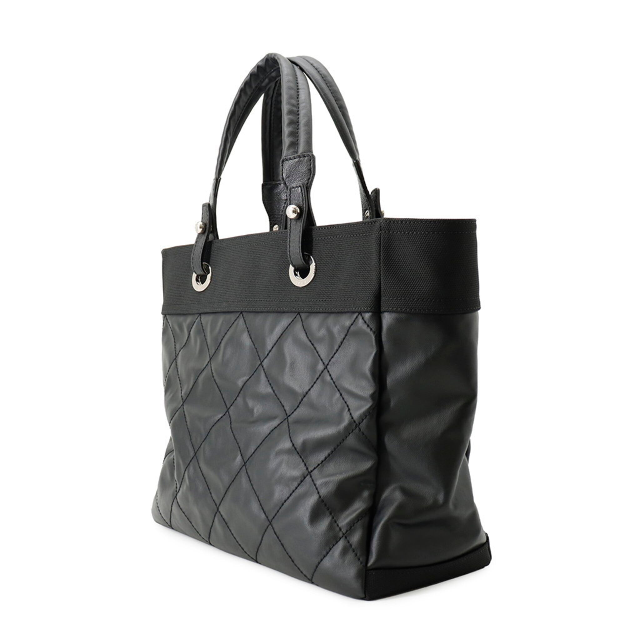 Chanel Matelassé Paris Biarritz Tote MM Coco Charm A34209 CHANEL Black Handbag Women's — Like New