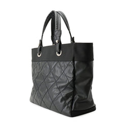 Chanel Matelassé Paris Biarritz Tote MM Coco Charm A34209 CHANEL Black Handbag Women's — Like New