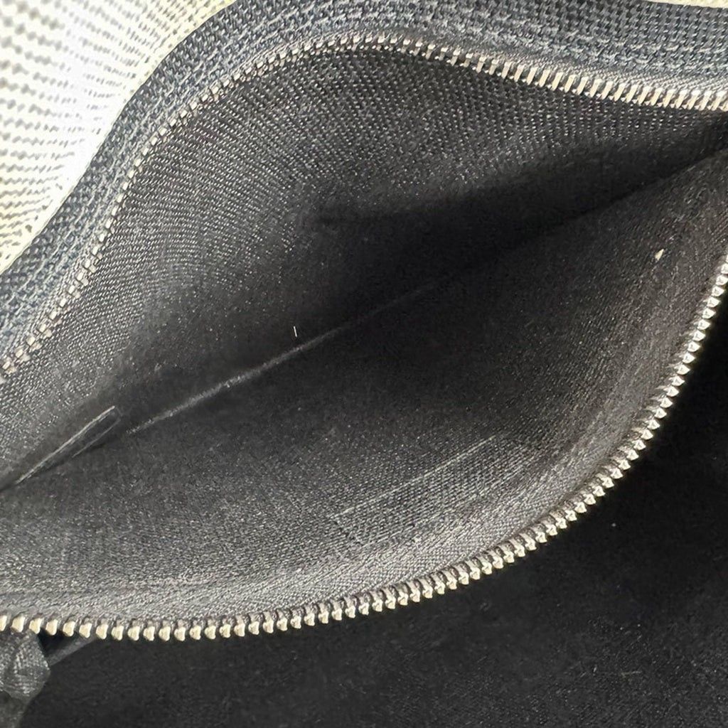 Saint Laurent Rive Gauche North South Cabas Coated Canvas Leather Handbag in Black and Ivory, Men's, 632539, Free Shipping, z8772