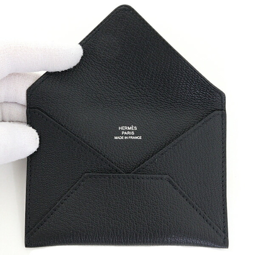 Hermes HERMES Pouch "Envelope" MM Card Case Chevre Mysore H032790CA89 Black — Like New