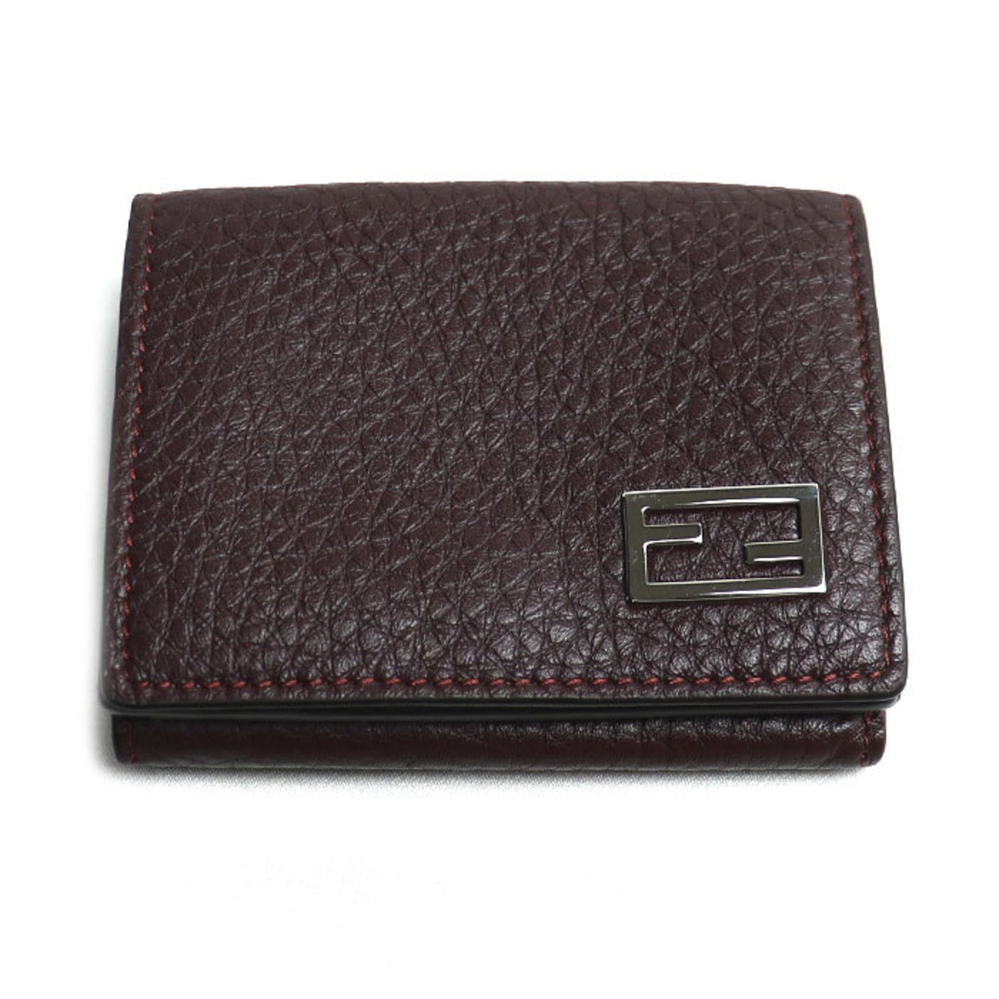 FENDI FF Compact Wallet, Tri-fold Bordeaux, Women's, 7M0280