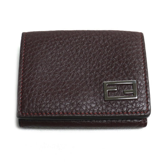 FENDI FF Compact Wallet, Tri-fold Bordeaux, Women's, 7M0280