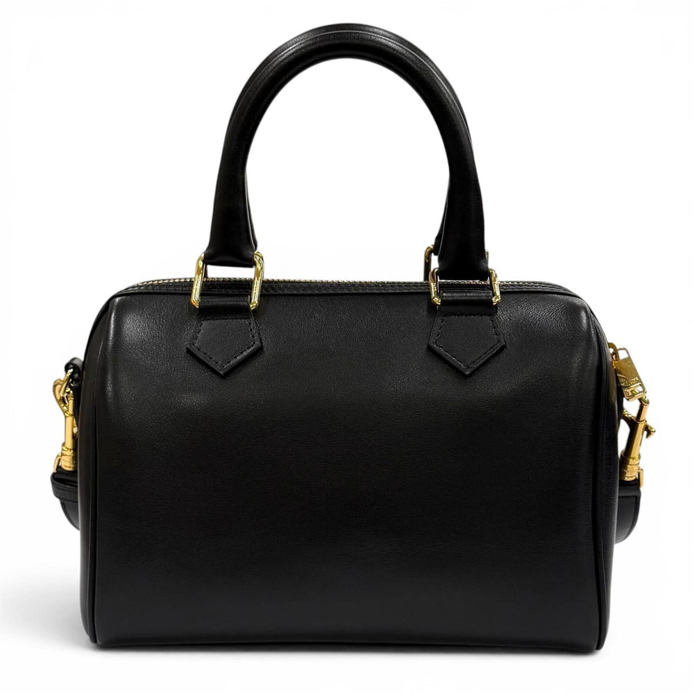 CELINE 11377 Smooth Calfskin Cuir Triomphe Small Boston 2-Way Bag Shoulder Black Made in Italy Women's with Dust — Like New