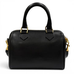 CELINE 11377 Smooth Calfskin Cuir Triomphe Small Boston 2-Way Bag Shoulder Black Made in Italy Women's with Dust — Like New