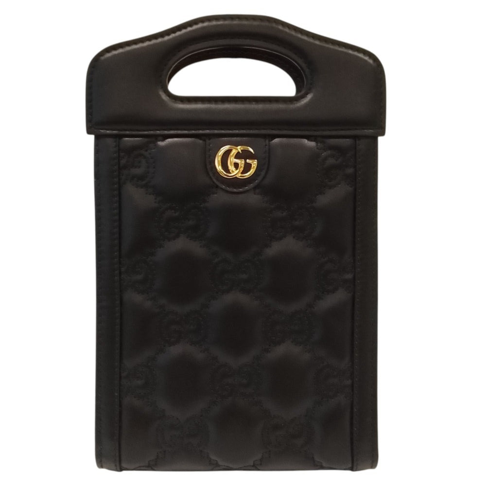 GUCCI GG Matelassé Mini Top Handle Bag Shoulder 723776 Black Women's — Like New