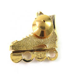 CHANEL F24 Roller Skate COCO Brooch with Faux Pearl and Coco Mark Rhinestones, Gold, Made in France, Women's — Like New