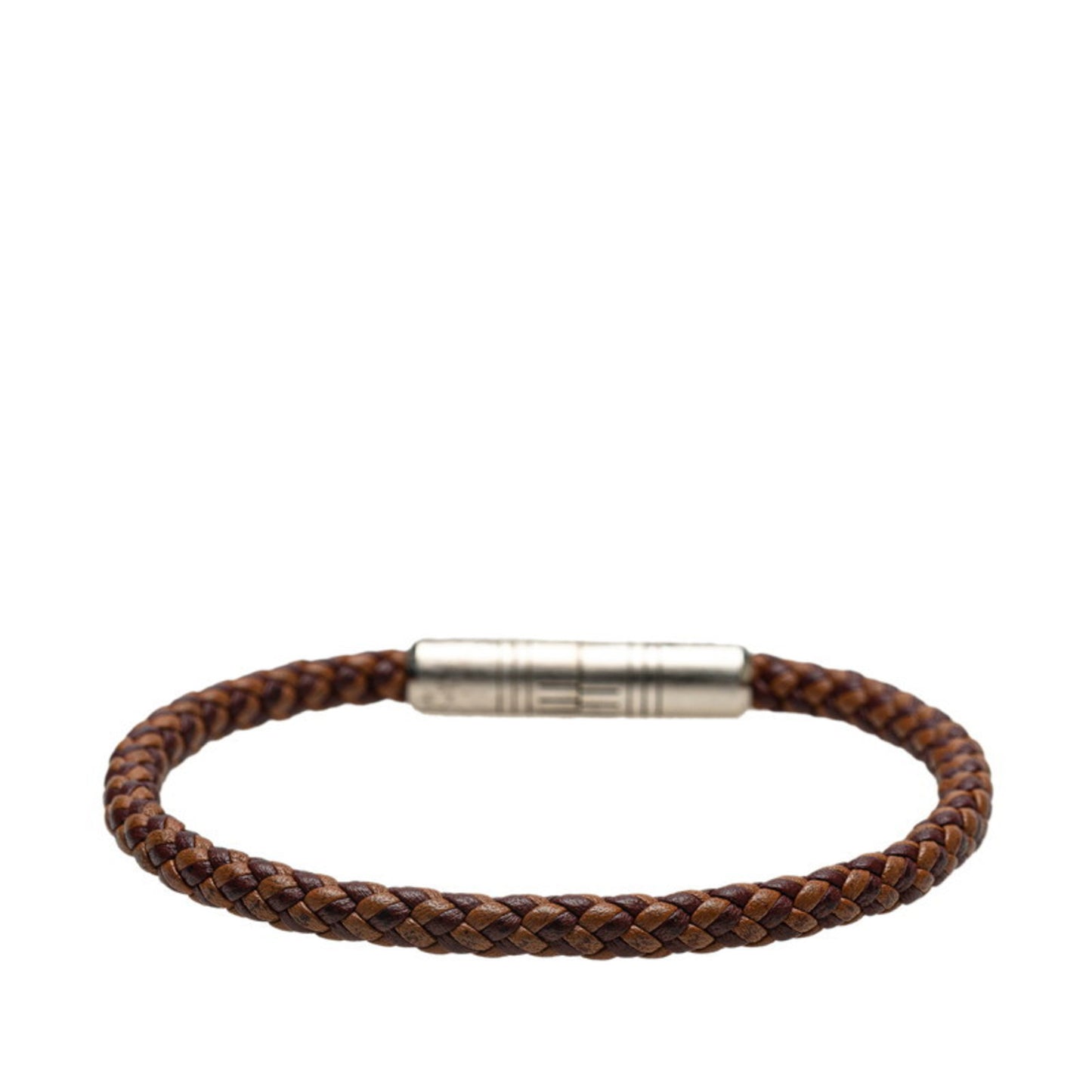 Hermes Hermès Goliath Bracelet in Brown and Silver Leather Metal for Women