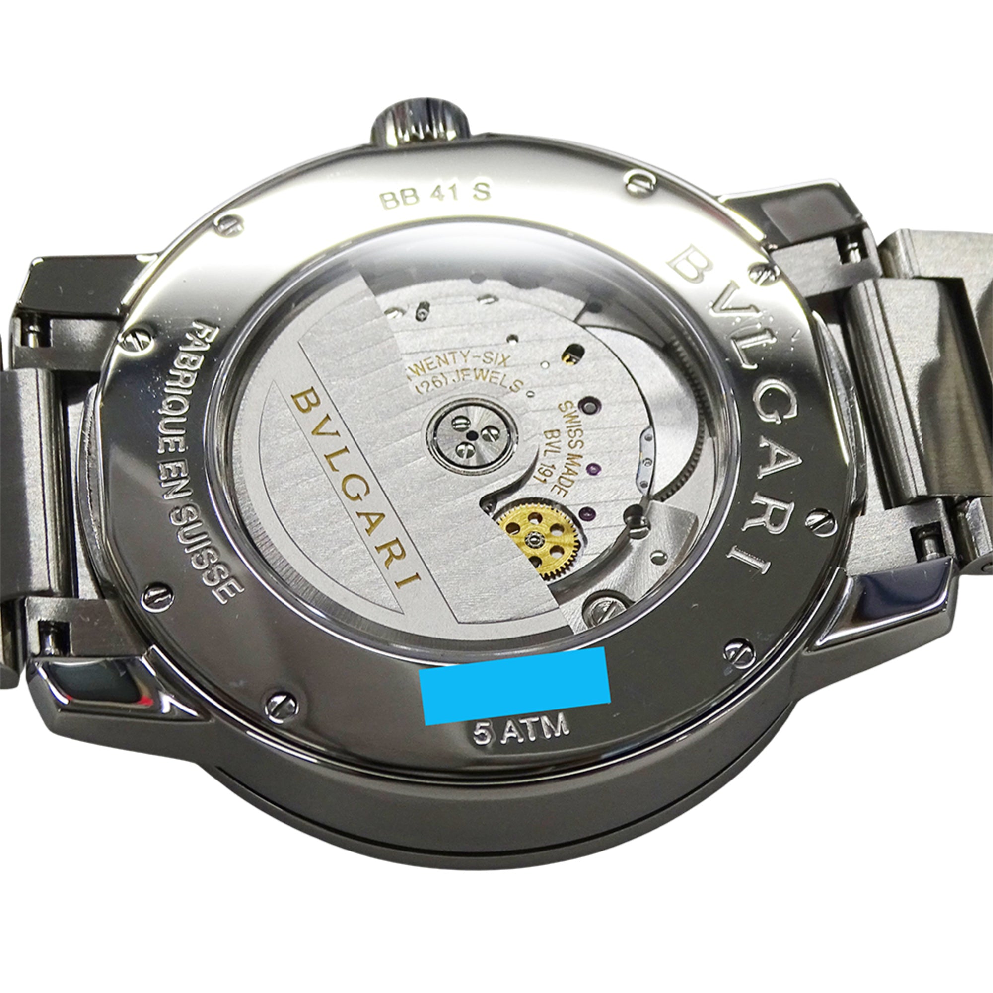 Bulgari BVLGARI Men's Watch, Brand: Date Automatic AT Stainless Steel SS BB41S Silver Black Open Caseback — Good