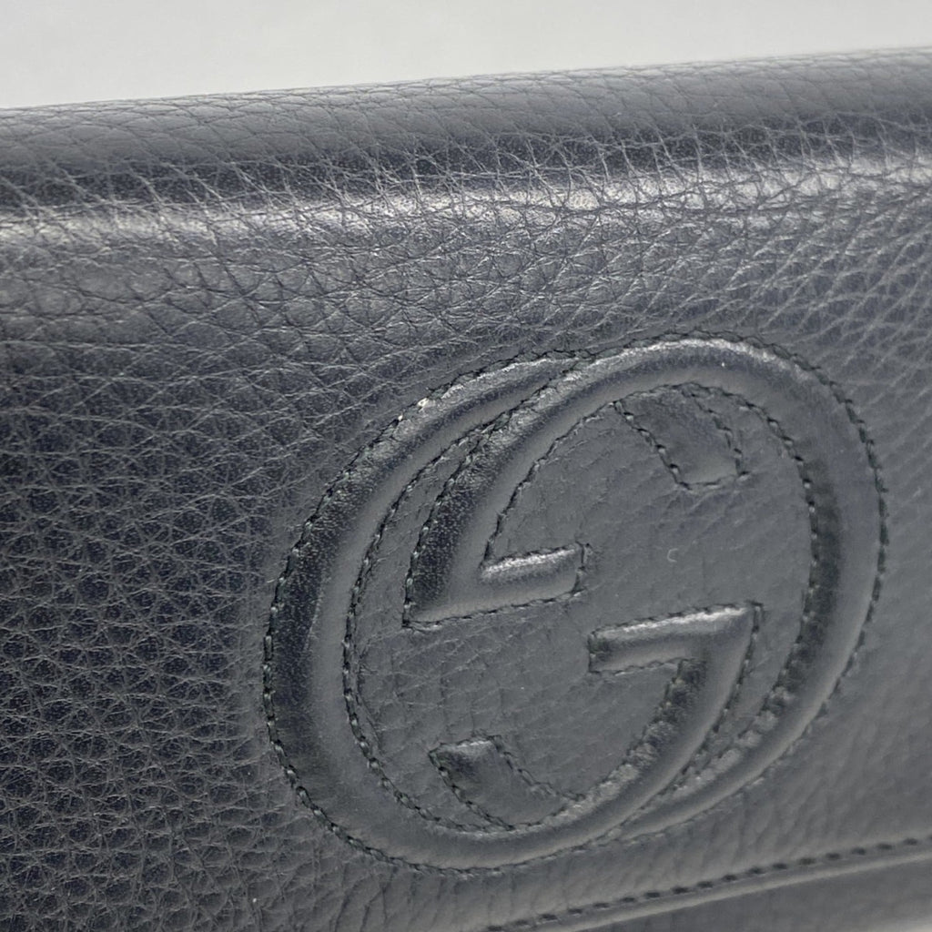 Gucci Interlocking G Long Wallet 282414 Leather Black Women's