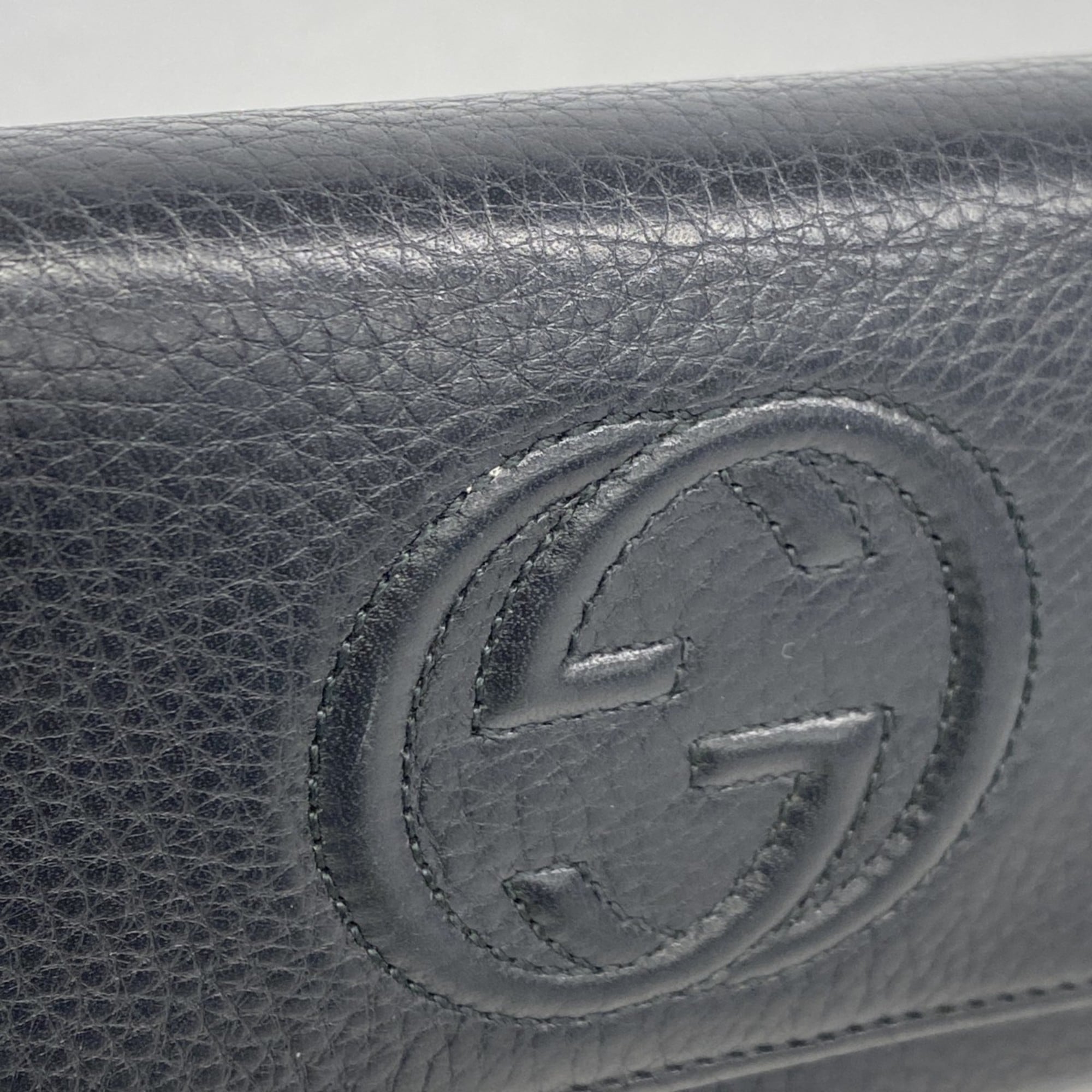 Gucci Interlocking G Long Wallet 282414 Leather Black Women's