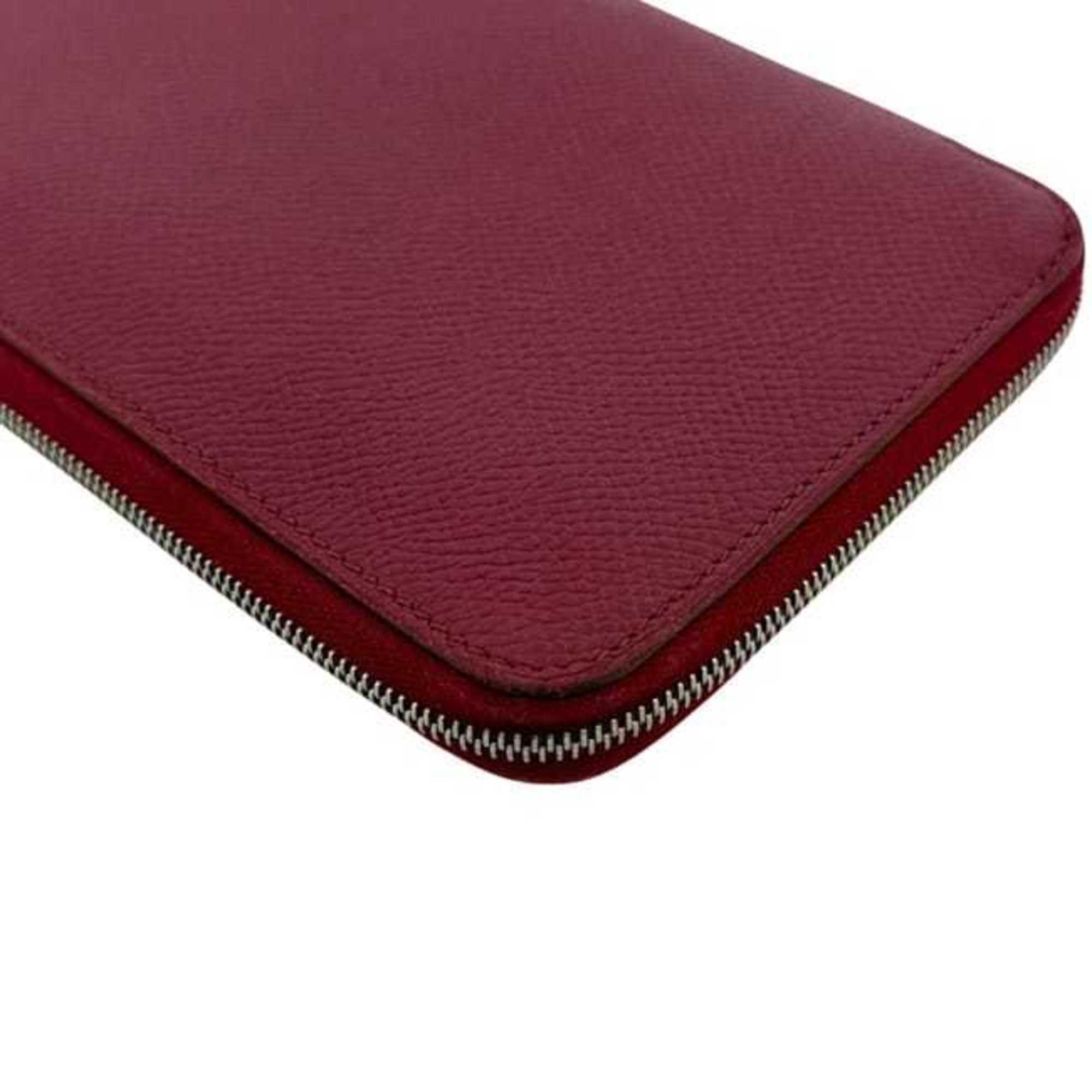 Hermès Round Long Wallet Azap Silkin f-24824 Bordeaux Leather Epson N Stamp HERMES Pink Wine Red Women's