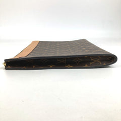 LOUIS VUITTON M82540 Monogram Pochette Jour, a clutch bag with an L-shaped zipper and canvas, suitable for men women, in brown, like new — Like New