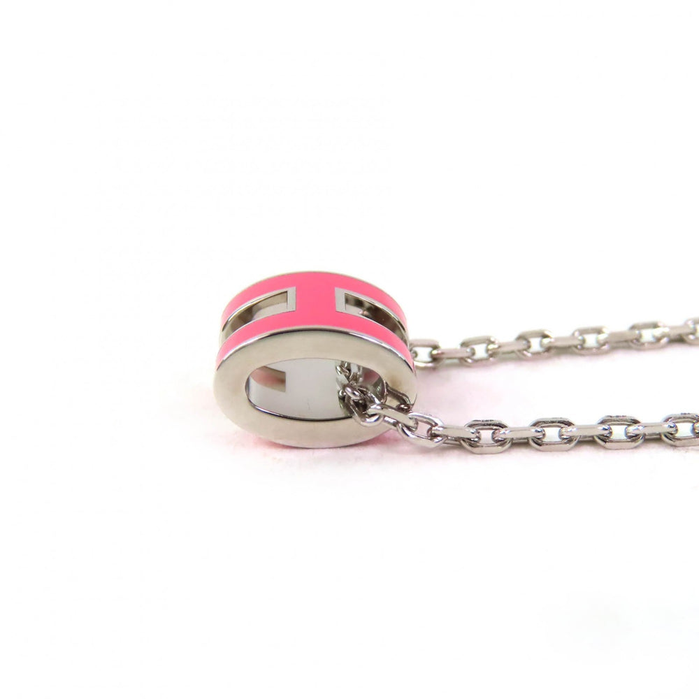 HERMES Mini Pop H Pendant Necklace in Pink and Silver, Includes Box Dust Bag, Made France, Extremely Popular for Women — Like New
